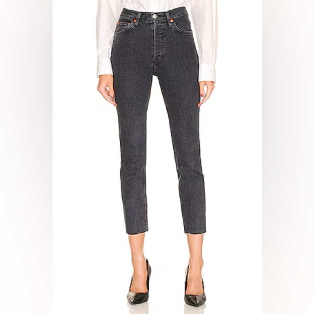 Re/Done Originals 90s High Rise Ankle Crop in Stoned Noir
